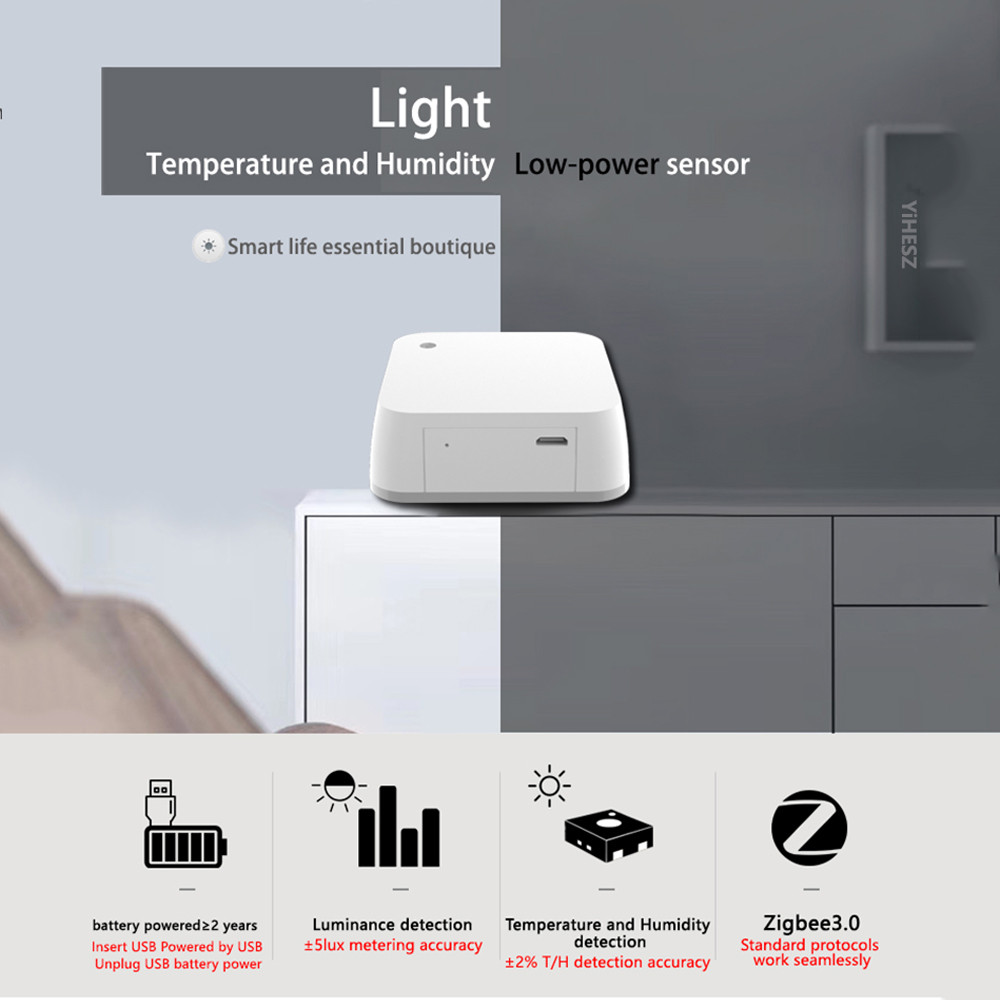 Zigbee Photometer Thermohygrometer Smart Light Sensor Hygrometer Environmental Monitor