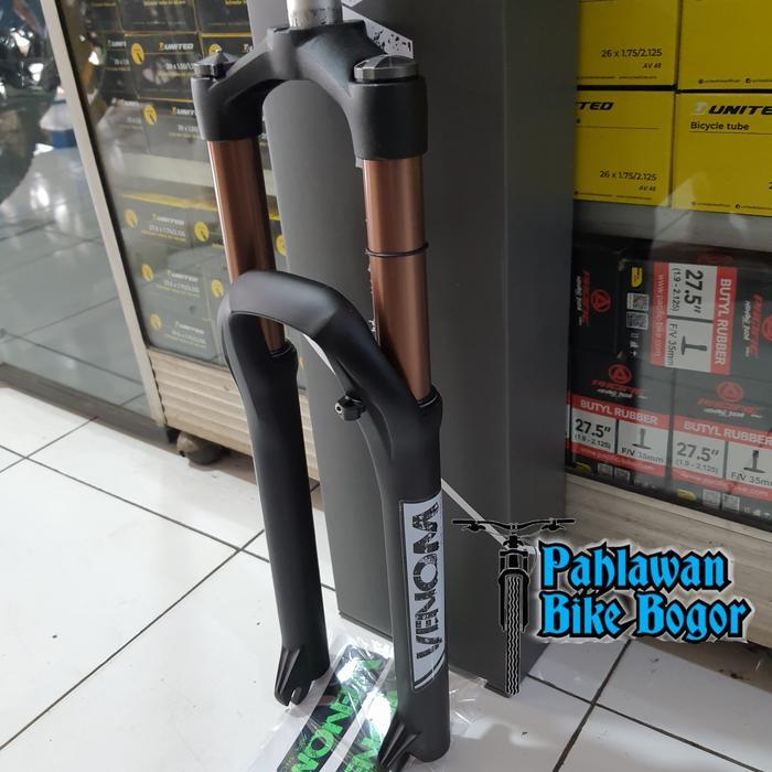 TERLARIS VENOM Fork Sepeda MTB 26 Venom Air Travel 140mm Sudah Angin Plus Lock Out Bonus Decal fork
