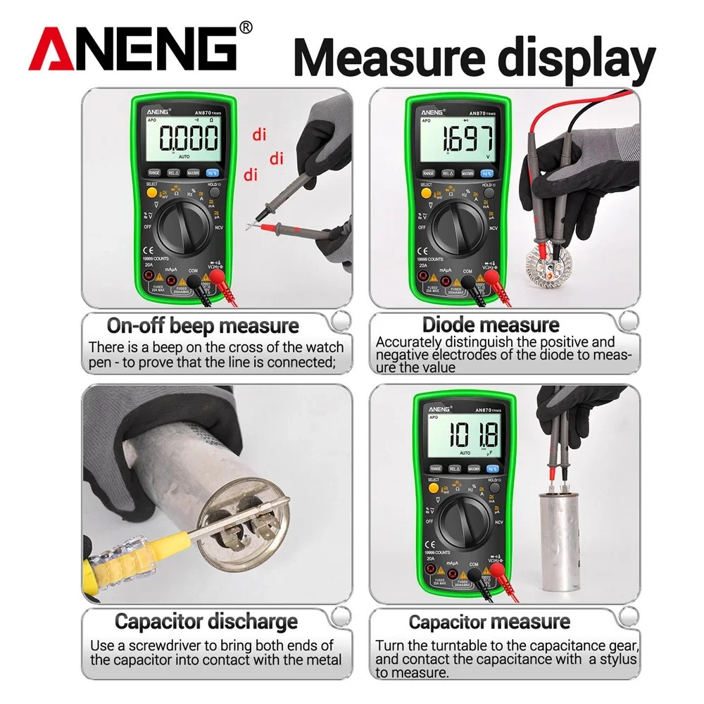 ANENG AN870 Smart Multimeter Digital Profesional 19999 ounts A Voltage Tester urrent NV apaitane