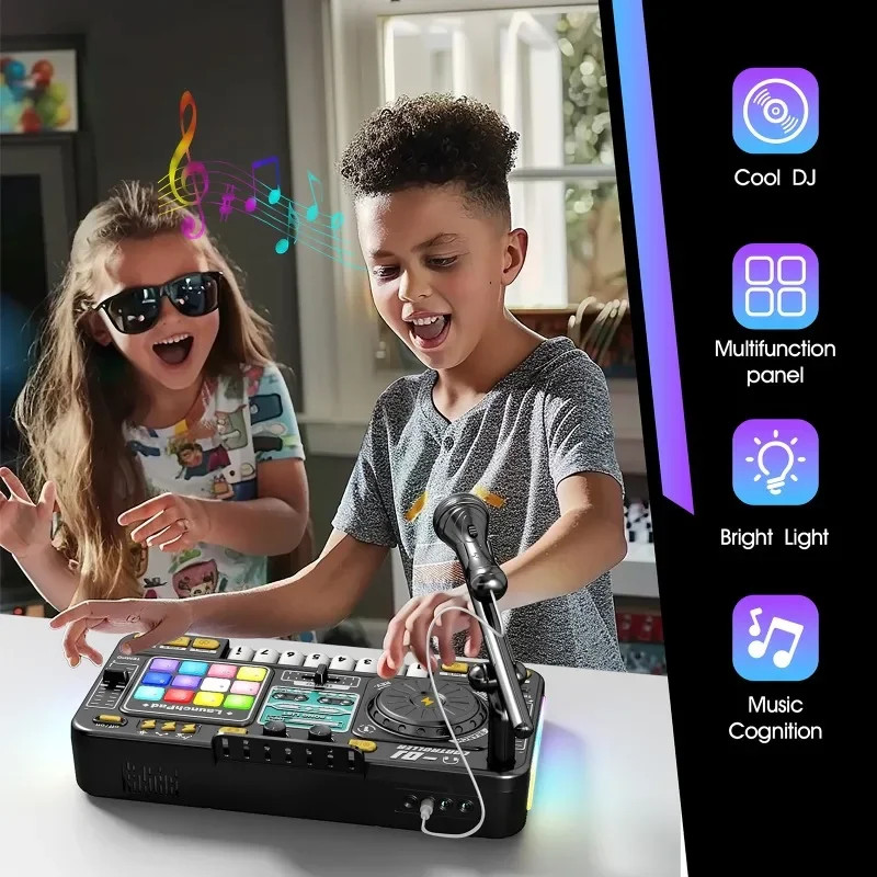 Multifunctional DJ Turntable with Microphone Simulation DJ Mixer Bluetooth Electric DJ Player Music
