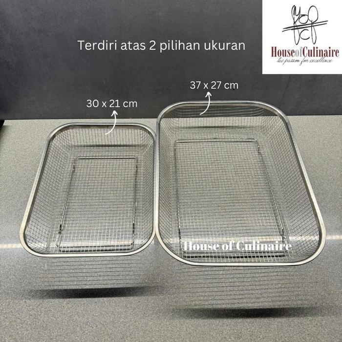 Saringan Kotak Keranjang Buah Peniris Minyak Baskom Cuci Sayur Stainless