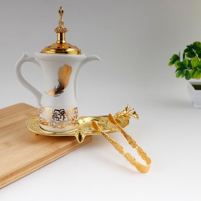 Tempat Bakar Dupa Arab Style Teko Luxury Logam Keramik