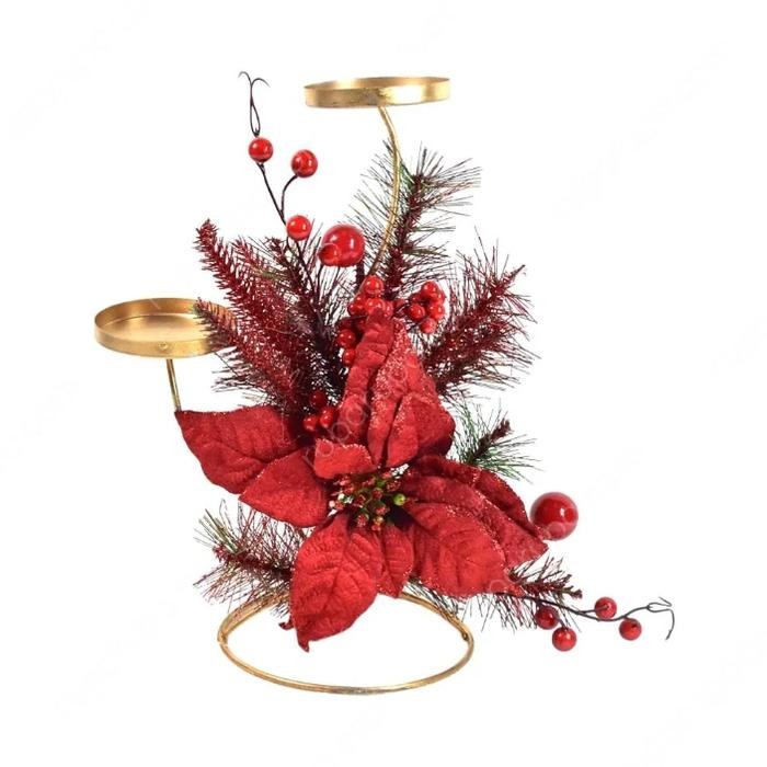Tempat Lilin Dekorasi Natal - Merah