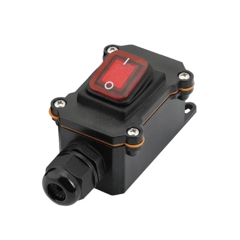IP65 Sealed Waterproof Outdoor Auto/Boat/Marine Rocker Switch w/ LED, Outdoor Box & Inline Cord