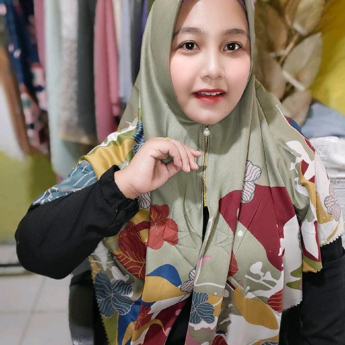 Marwa- Ziper Jumbo Motif/Segi4 Syari Motif Resleting/Hijab Segi 4 Jilbab Instan Square Mewah