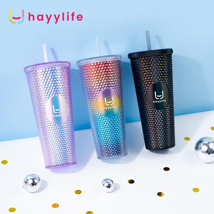 Hayylife Botol Minum Motif Diamond Dengan Sedotan - Tumbler/Gelas Dengan Kapasitas Besar Tumbler