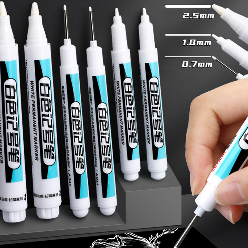 0.7/1.0/2.5Mm Waterproof White Marker Pen Paint Tread Environmental Pens Car Tire Painting Graffti