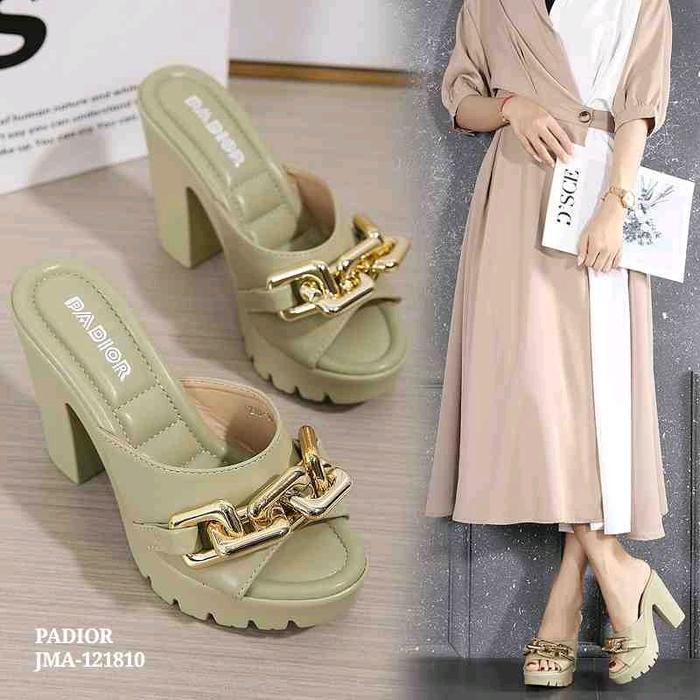Paling Murah Padior High Block Heels Textured Pump Jma-121810 Sandal Wanita Terlariss 