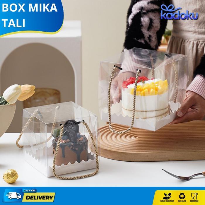 [5 Pcs] Box Mika Transparan / Box Mika / Box Mika Handle / Box Tali / Box Makanan / Box Hampers /