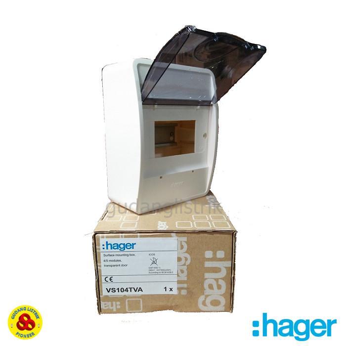 HAGER BOX MCB 4 GROUP OUTBOW TEMPEL VS104TVA TUTUP TRANSPARANT