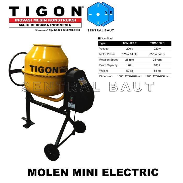 Mesin Molen Mini / Elektrik Concrete Mixer Merk Tigon - TCM-120L