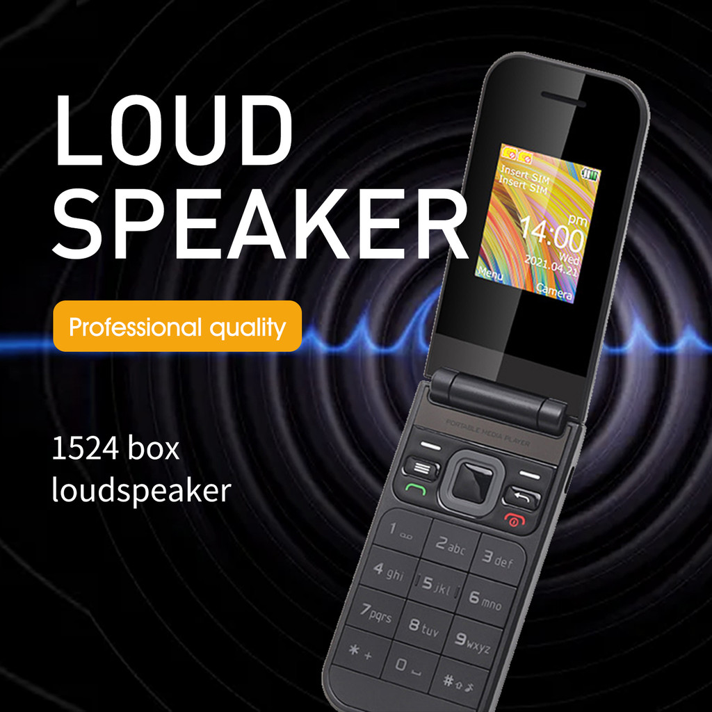 UNIWA F2720 2G Flip Feature Phone 1.77Inch Big Push-Button for Senior Elderly 600mAh Wireless Radio