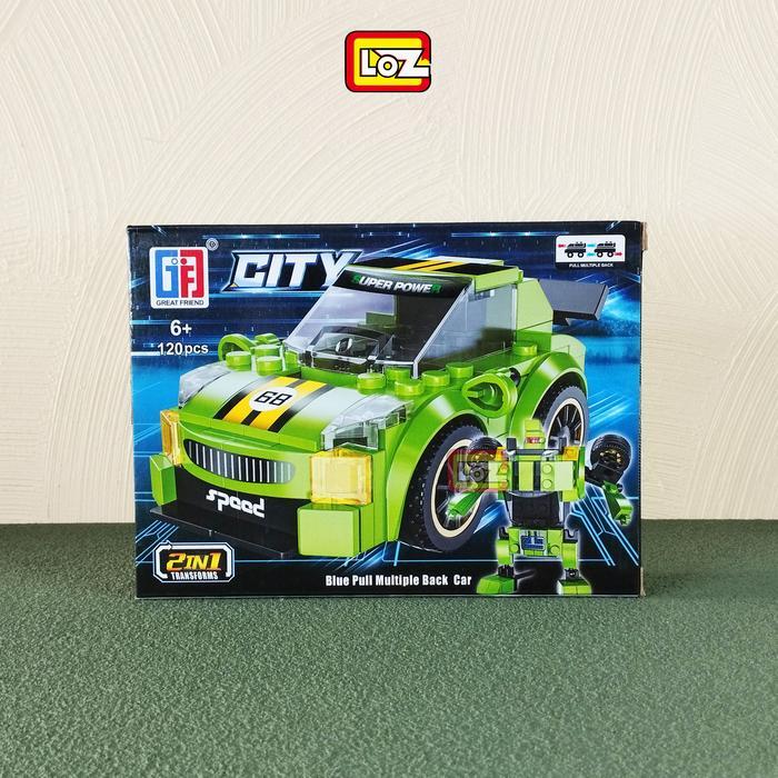 Racing Car GTR HIJAU GTR GREEN 2IN1 / 123-453 / DIY Bri Blo Mainan Balok Building
