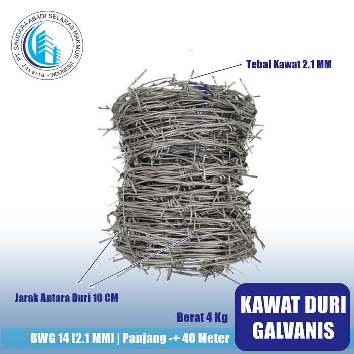 BERKUALITAS Kawat Duri Galvanis BWG 14