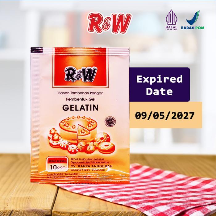 NEW R&W Rajawali Gelatin Bubuk 10 Gram Food Grade Pembentuk Gel Jelly Puding Dessert Kue Halal