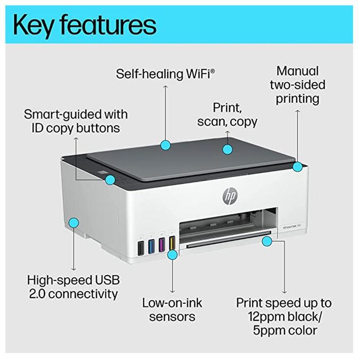 Printer HP 580 Smart Tank All In One Printer Wireless Wifi Bluetooth Garansi Resmi HP GT53 GT52