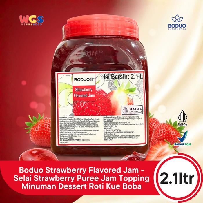 Boduo Strawberry Flavored Jam 2.1L - Selai Strawberry Puree Jam Topping Minuman Dessert Roti Kue