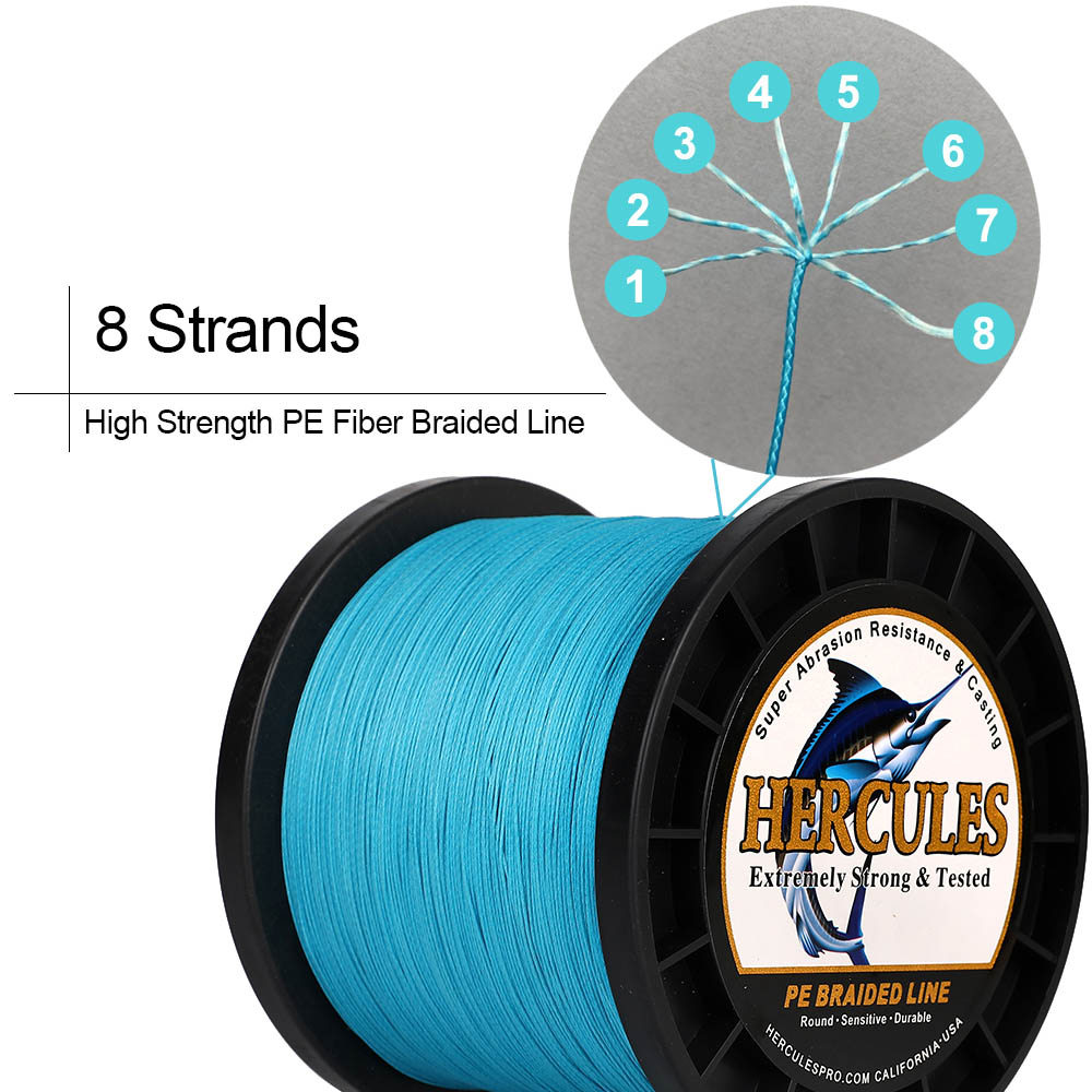 100M /300M /500M/1000M/1500M /2000M Super Strong Blue PE 8 Braided Fishing Line Multifilament Thread