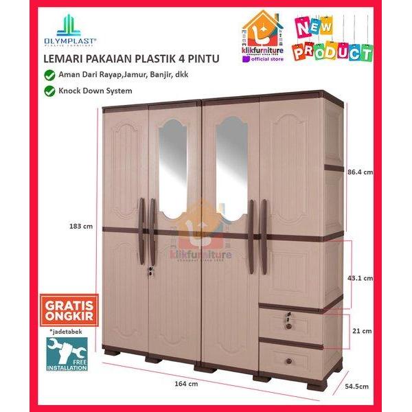 Lemari Pakaian Plastik 4 Pintu Olymplast OTC 4P Wood