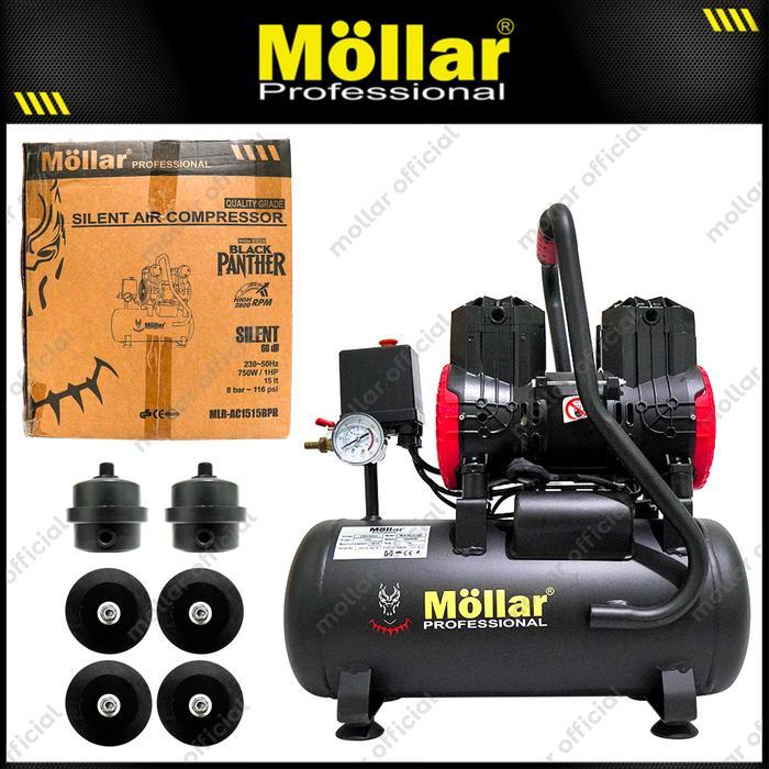 MOLLAR AC1515BP-R Kompresor Angin 1 HP 15 Silent Oilless Black Panther