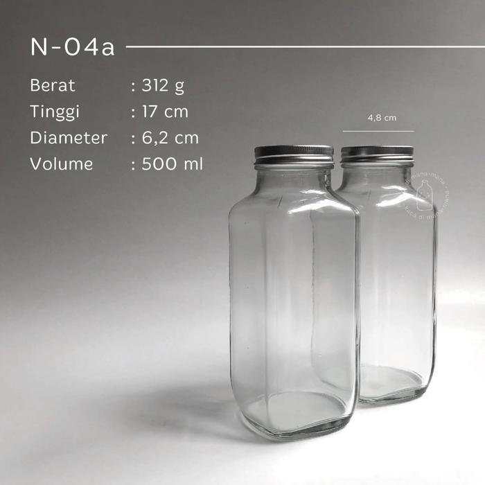 Botol Kaca Kotak French Square 100Ml 250Ml 500Ml