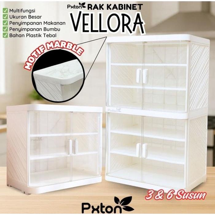 Promo Pxton - Tudung Saji Vellora / Food Cabinet Aesthetic / Rak Piring / Rak Kosmetik / Tudung Saji