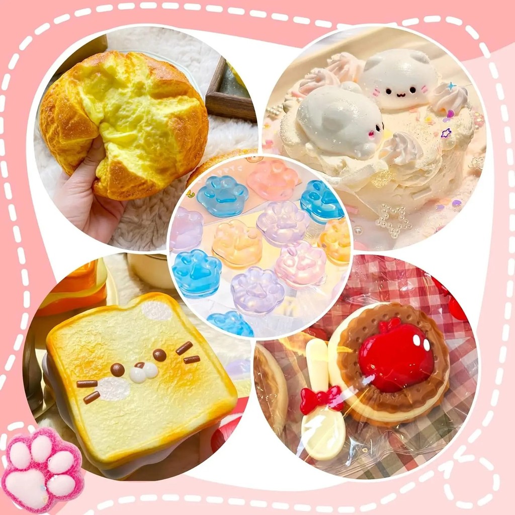 Liquid Silicone Cat Paw Rabbit Mold DIY Stress Relief Soft Slime Maker Kit for Kids Craft Creative