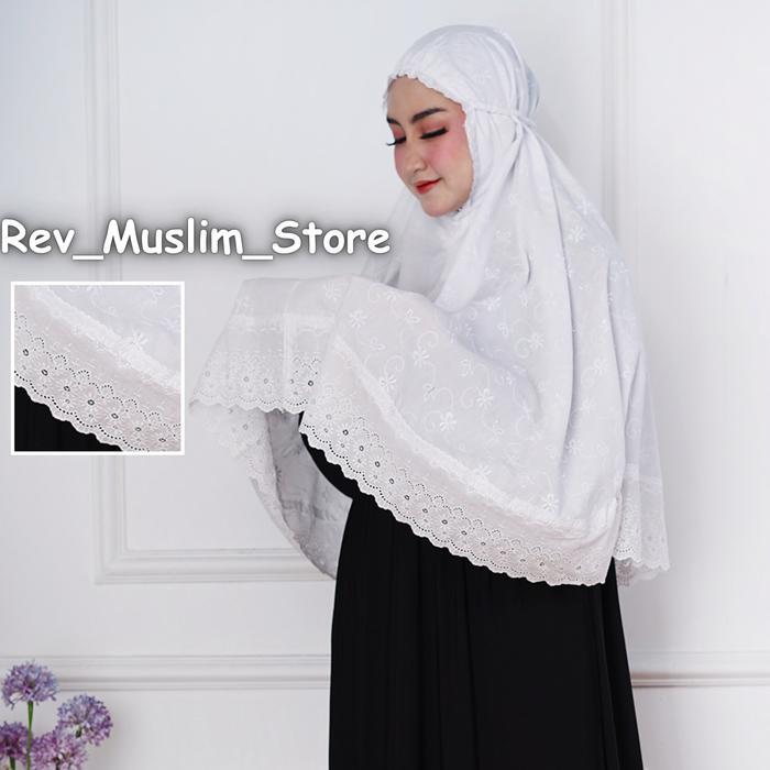 Terbaru Bergo Katun Jepang Jumbo Full Bordir Kerudung Wanitaahna Haji Dan Umrah Jilbab Muslim Renda