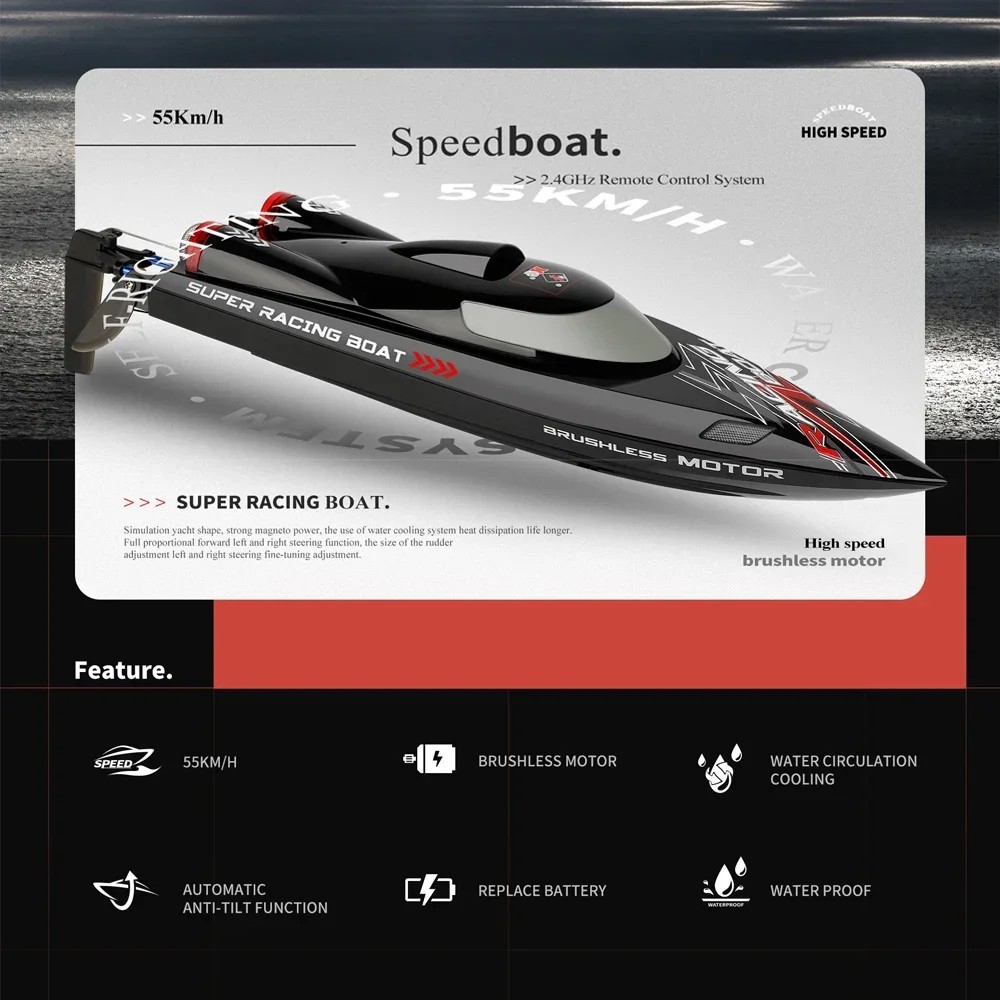 WLtoys WL916 WL912A RC Boat 2.4Ghz 55KMH Brushless High Speed Racing Ship Remote Control Speedboat