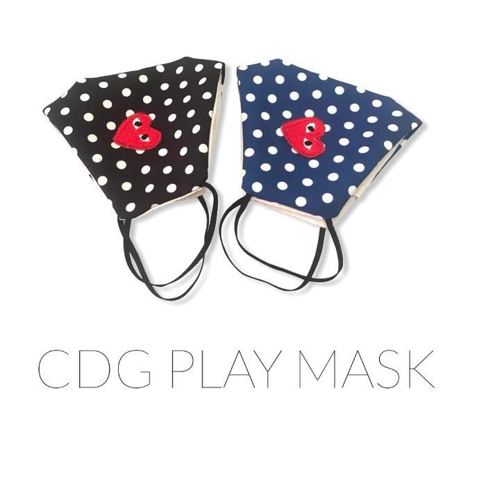 MASKER CDG PLAY POLKADOT HITAM & NAVY