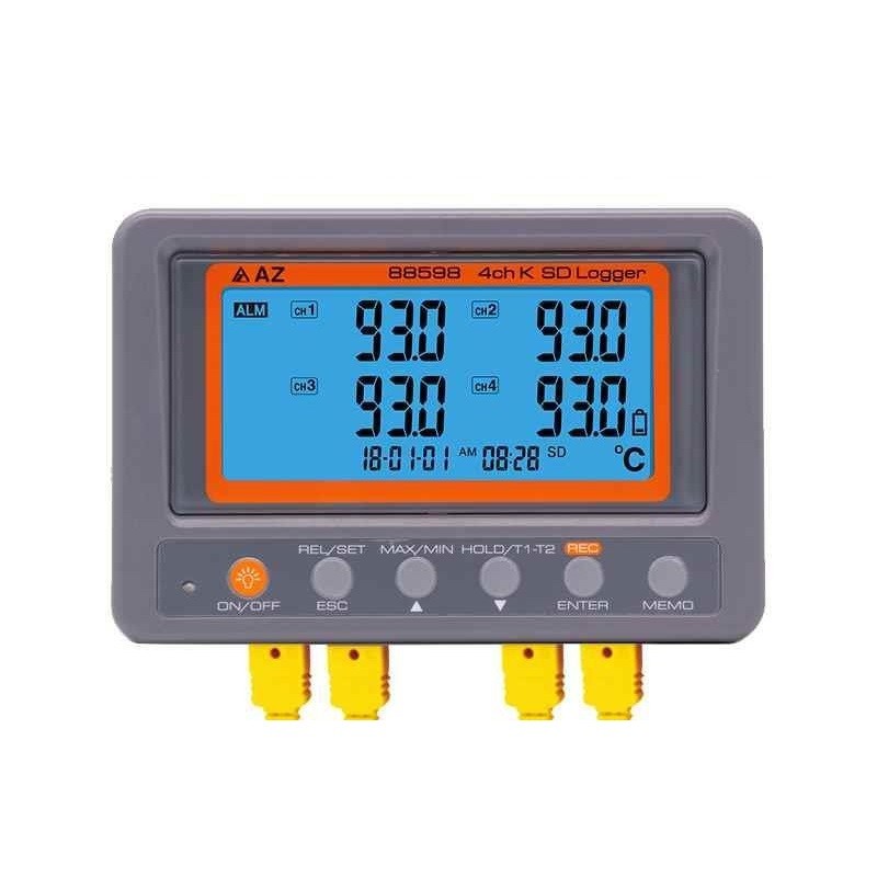 AZ88598 HIGH-PRECISION TEMPERATURE RECORDER MULTIPLE 4 CHANNEL K TYPE TEMPERATURE RECORDER SD CARD