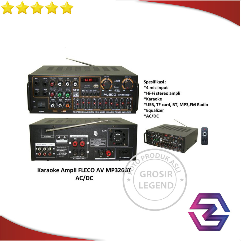 Power Amplifier Fleco BT-329/BT-326- Amplifier Bluetooth BT-326/BT-329/BT-299