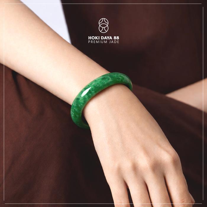 Imperial Jade Burma Premium - Gelang Bangle Giok Asli Burma Myanmar Grade A Jadeite Jade Imperial
