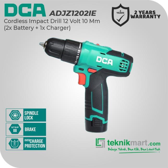 DCA Cordless Impact Drill / Bor Impact Baterai 12Volt 10Mm ADJZ1202IE (FULL SET)