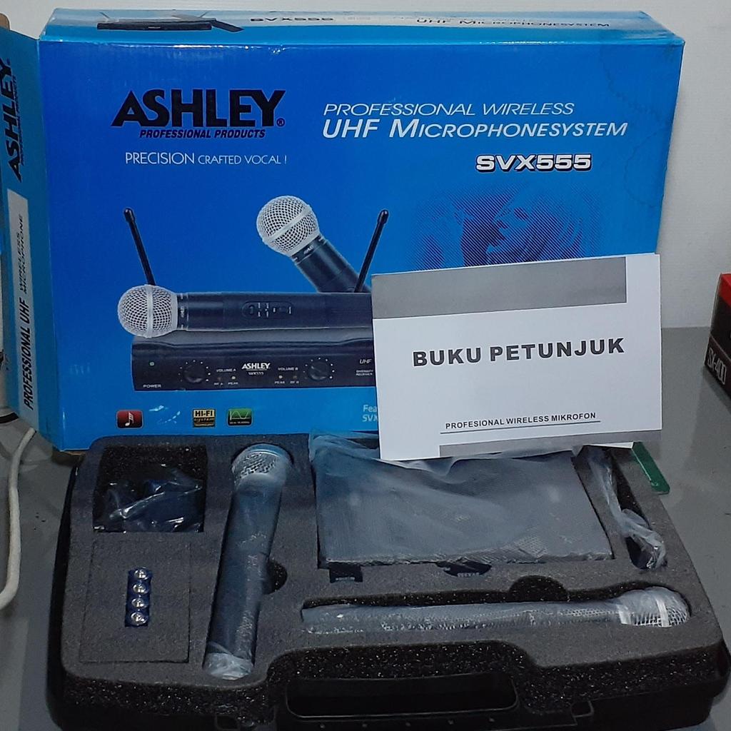 Microphone Wireless UHF ASHLEY SVX555 (like new) lengkap dgn dus dan koper penyimpanan.