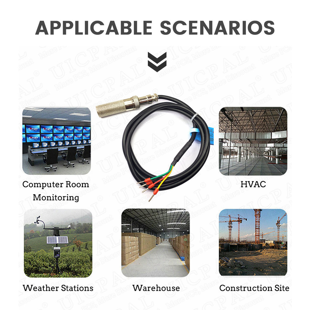 TEMPERATURE SENSOR PROBE LINE CABLE HUMIDITY SENSOR LENGTH 1M POINTED FLAT HEAD SHT21 SHT40 SHT30