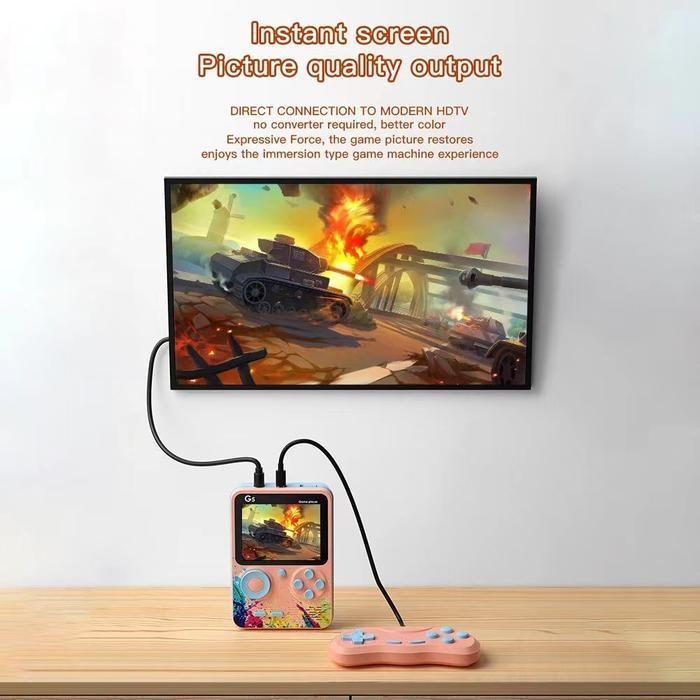 Sankeshu Konsol Permainan Elektronik Retro Komputer Tangan Klasik Portabel G5 Mini TV dengan