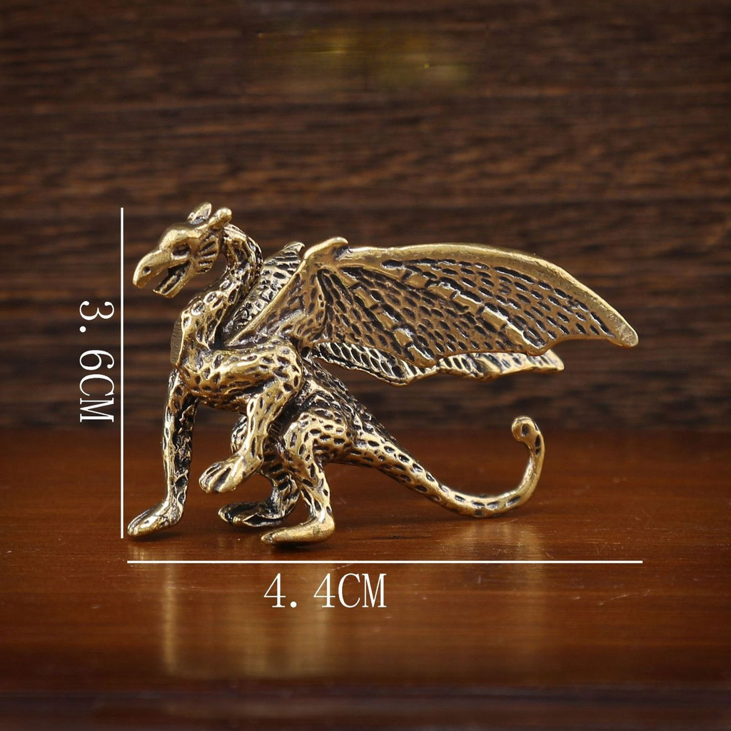 Chinese Mythical Beast Figurines Home Feng Shui Decoration Solid Brass Pterosaur Small Statue