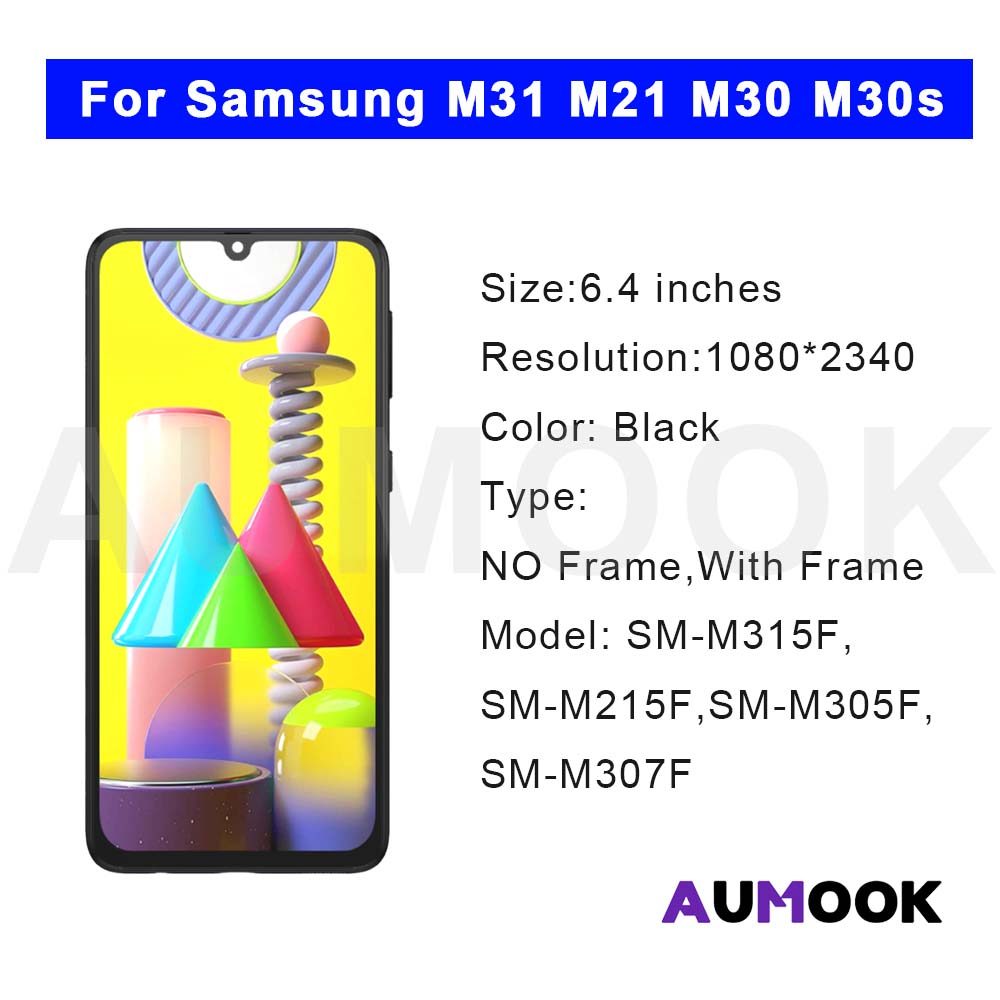 6.4" AMOLED For M31 M21 M30 M30S LCD Display Touch Screen Digitizer Assembly For M31 LCD Replacement
