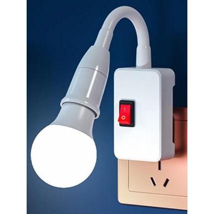 Fitting Lampu Fleksibel E27 Dengan Saklar On Off - Dudukan Lampu Colok Dinding Fleksibel