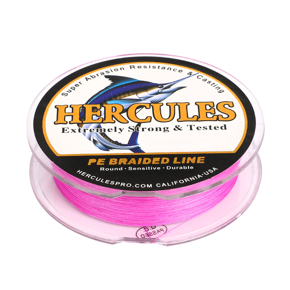 Hercules Braided Fishing Line 4 Strands Pink 100M 300M 500M 1000M 1500M 2000M 100% PE Super Strong