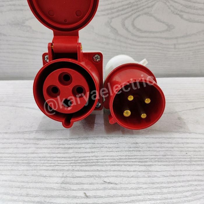 Stop Kontak Genset Set Colokan Genset Fort 32A 32 Ampere 3Pas 3Phase Merah Socket Plug Waterproof