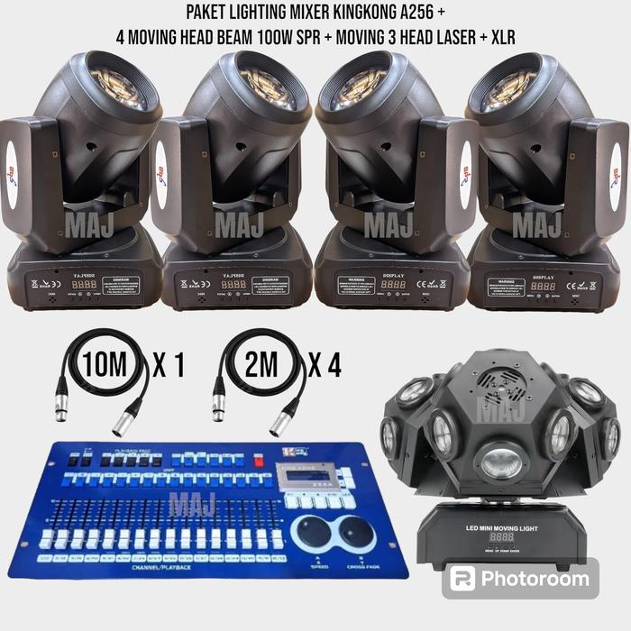 Paket Lighting Panggung Kingkong 256 + 4 Moving 100W + 3 Head