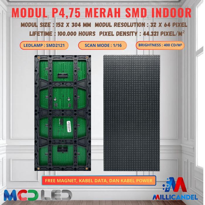 PANEL MODUL P4,75 P4.75 F3.75 F3,75 32X64 PIXEL SMD MATRIX MERAH RED RG YELLOW