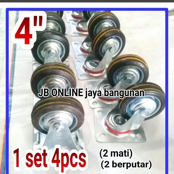 monggo] roda troli roda gerobak roda salon 4 inchi (1 set 4pcs.)