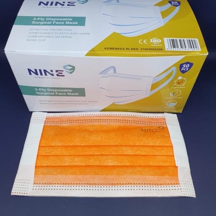 New Masker 3ply medis tali lebar merk NINE EVO SENSI