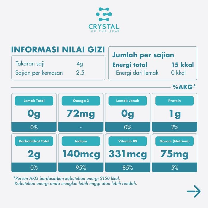 dvb6 Crystal Of The Sea - Seaweed Powder 10Gr / Bubuk Mpasi / Organik / Bebas Gula / Alami