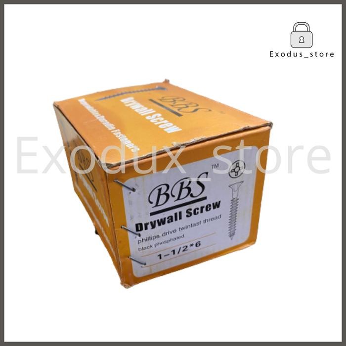 STOK TERBATAS  SEKRUP GYPSUM HITAM 1 1/2" INCH X 6 BBS / 1 KOTAK 900 GR TERJANGKAU