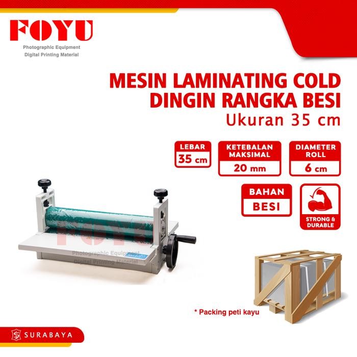 

Mesin Laminating Cold Dingin Rangka Besi Lebar 35 cm Roll
