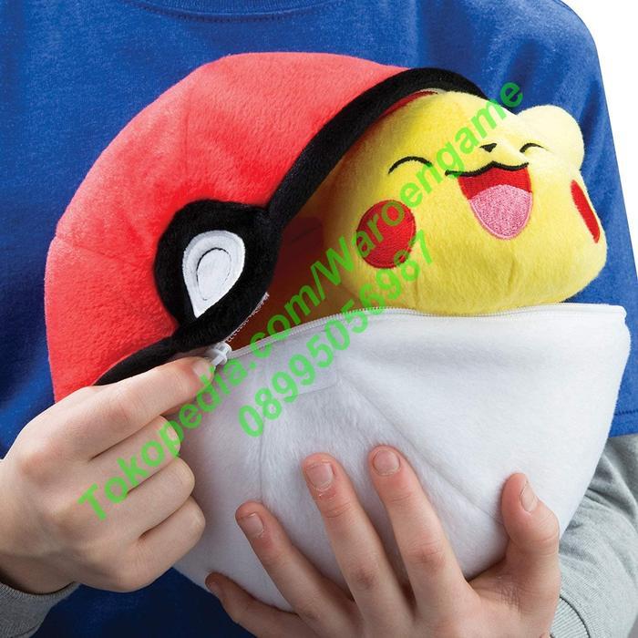 Melayani Faktur Pajak! Takara Tomy Pokemon Zipper Poke Ball Plush, Poke Ball And Pikachu